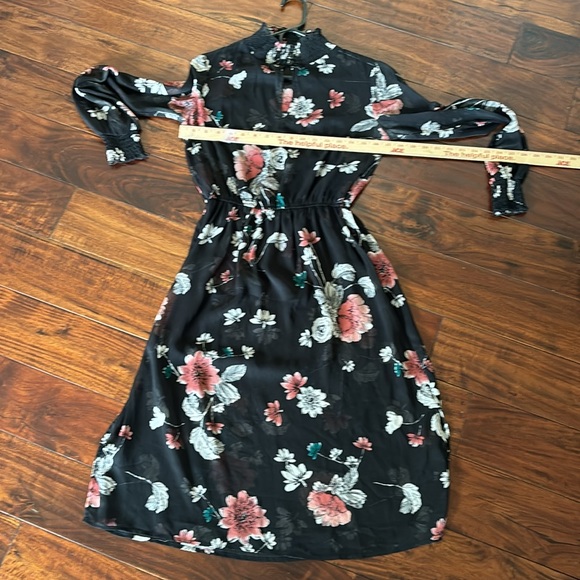 Love, Fire | Synthetic Mock Neck black floral midi dress - Picture 11 of 15